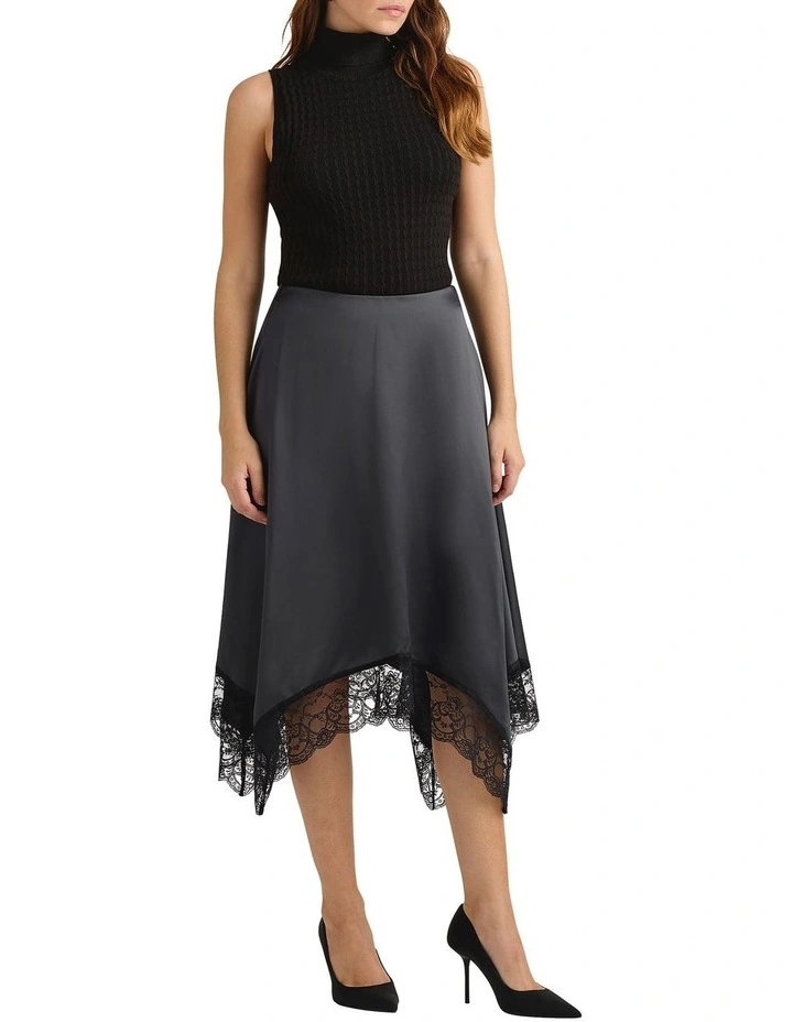 Lacey Handkerchief Skirt in Charcoal image 1
