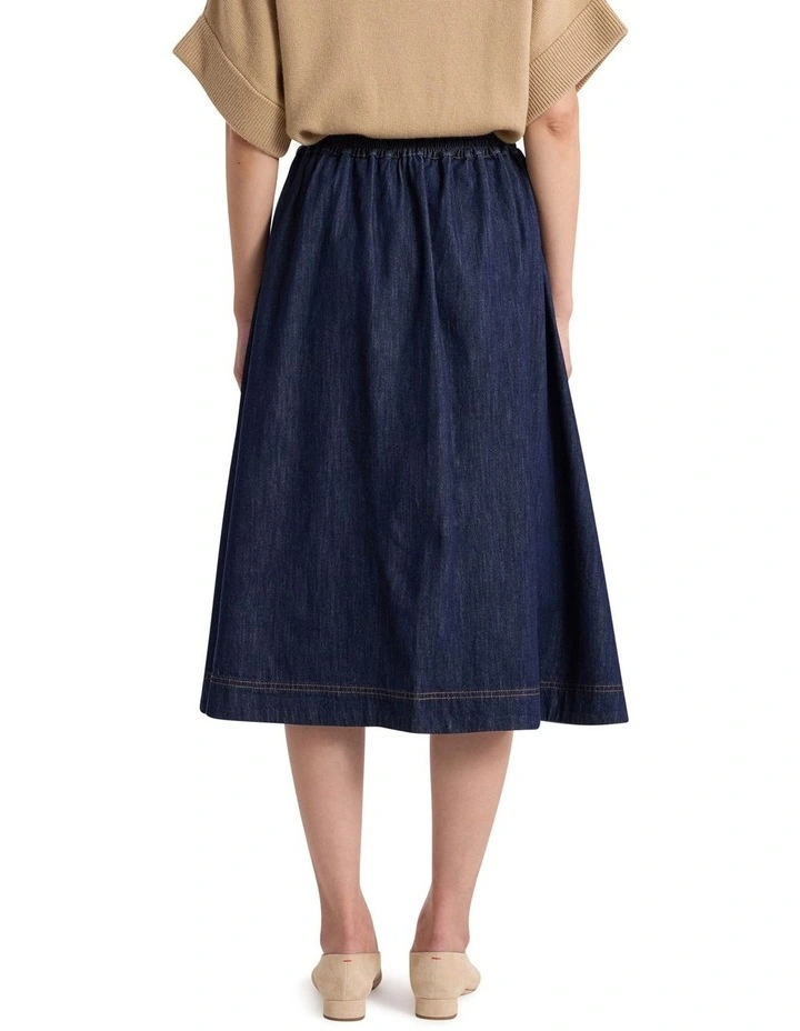 Mateo Denim Midi Skirt in Dark Indigo image 5