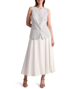 Farica Linen Blend Skirt in Ivory