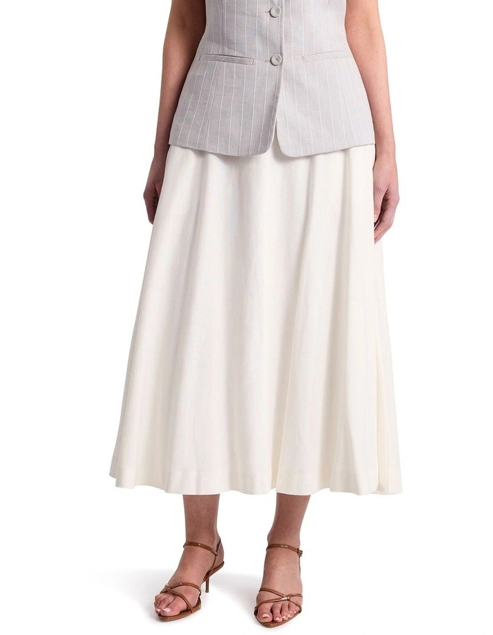 Farica Linen Blend Skirt in Ivory image 2
