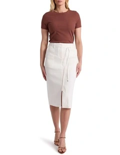 Linnea Linen Blend Skirt in Ivory