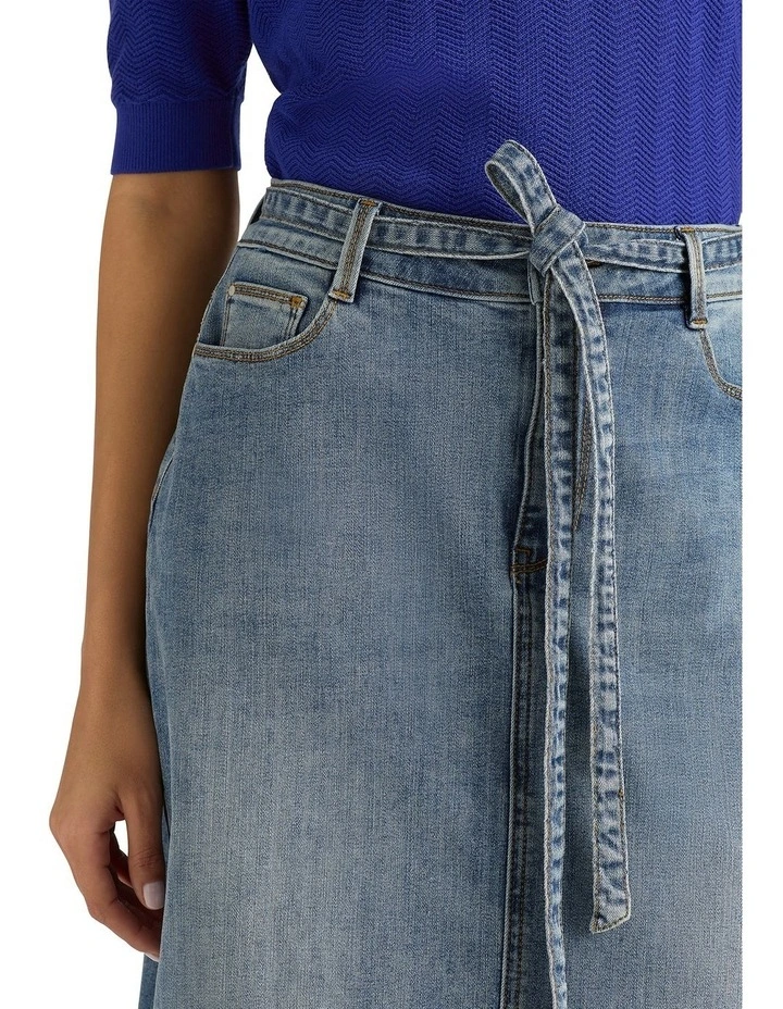 Ingrid Denim Pencil Skirt in Mid Wash image 4