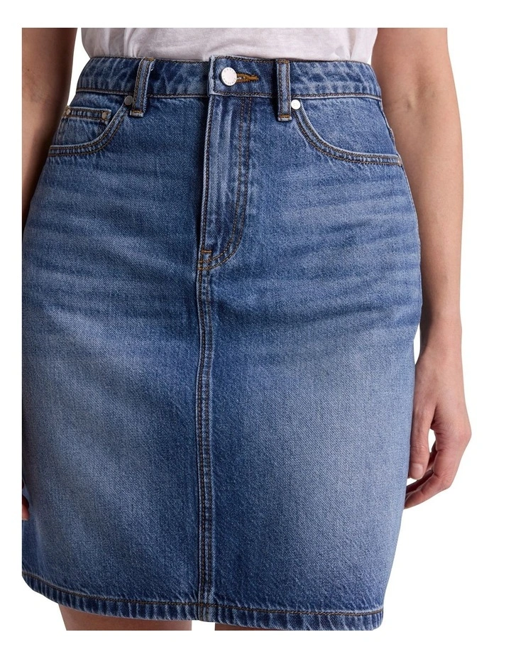 Goldie Denim Mini Skirt in Mid Wash image 3