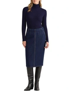 Sue Denim Pencil Skirt in True Blue Wash
