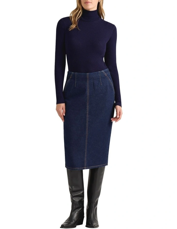 Sue Denim Pencil Skirt in True Blue Wash image 1