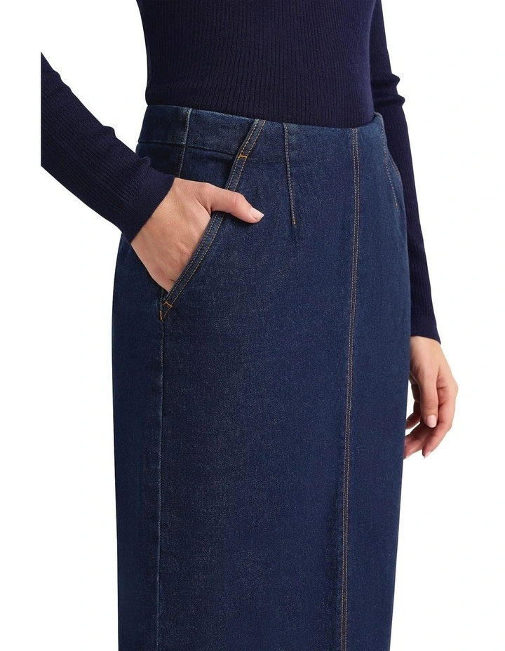 Sue Denim Pencil Skirt in True Blue Wash image 3
