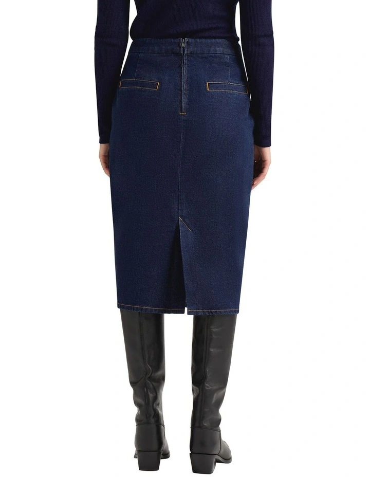 Sue Denim Pencil Skirt in True Blue Wash image 4