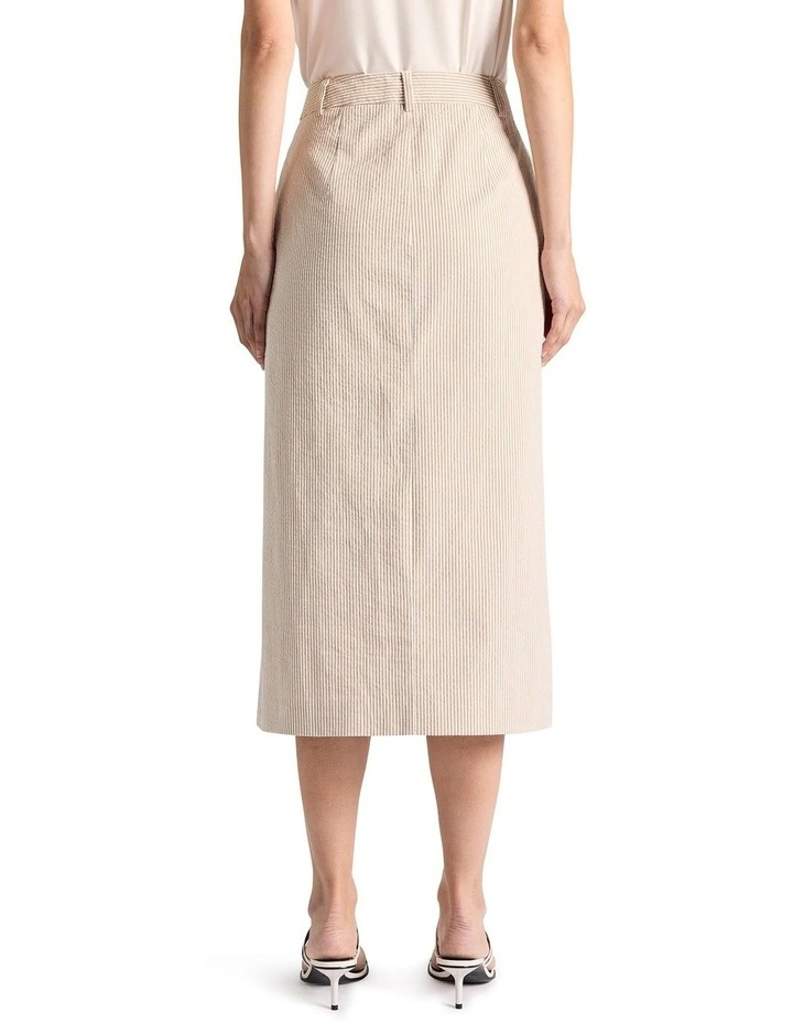 Alberta Seersucker Skirt in Sand Stripe image 4