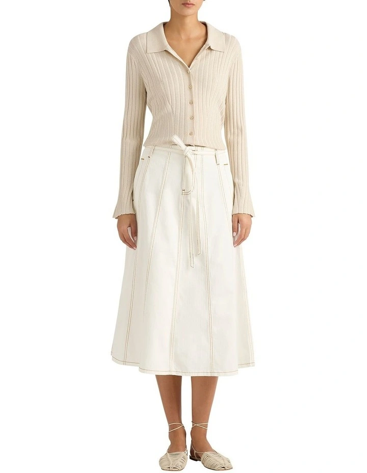 Jolie Denim Midi Skirt in White image 1