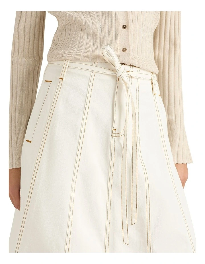 Jolie Denim Midi Skirt in White image 2