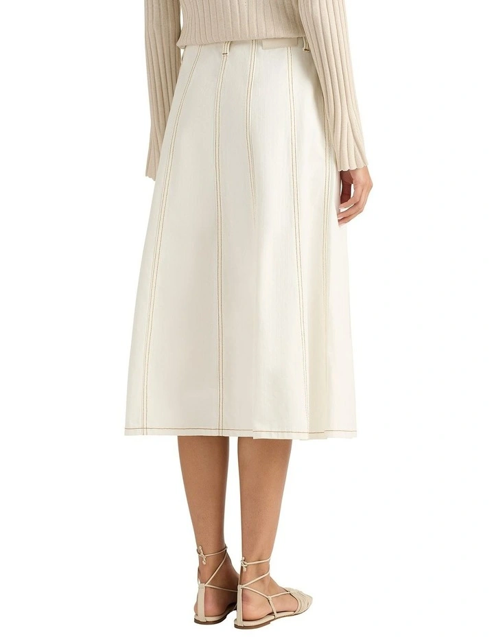 Jolie Denim Midi Skirt in White image 4