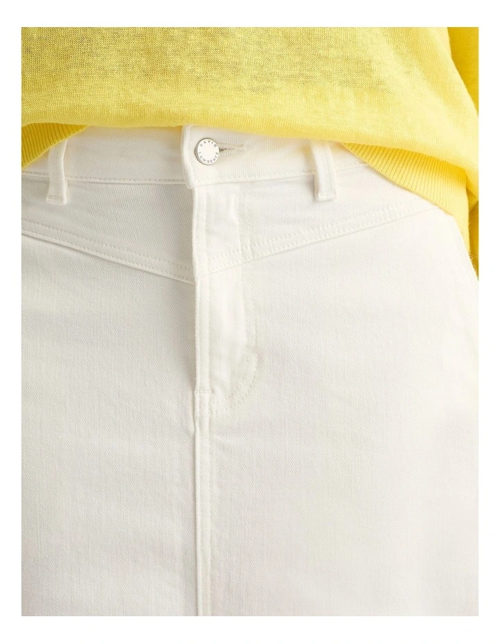 Drew Denim Pencil Skirt in White image 3