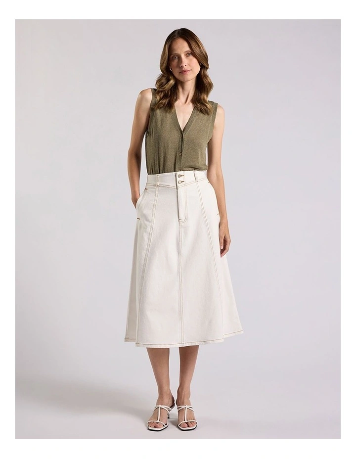 Zola Denim Midi Skirt in White image 1