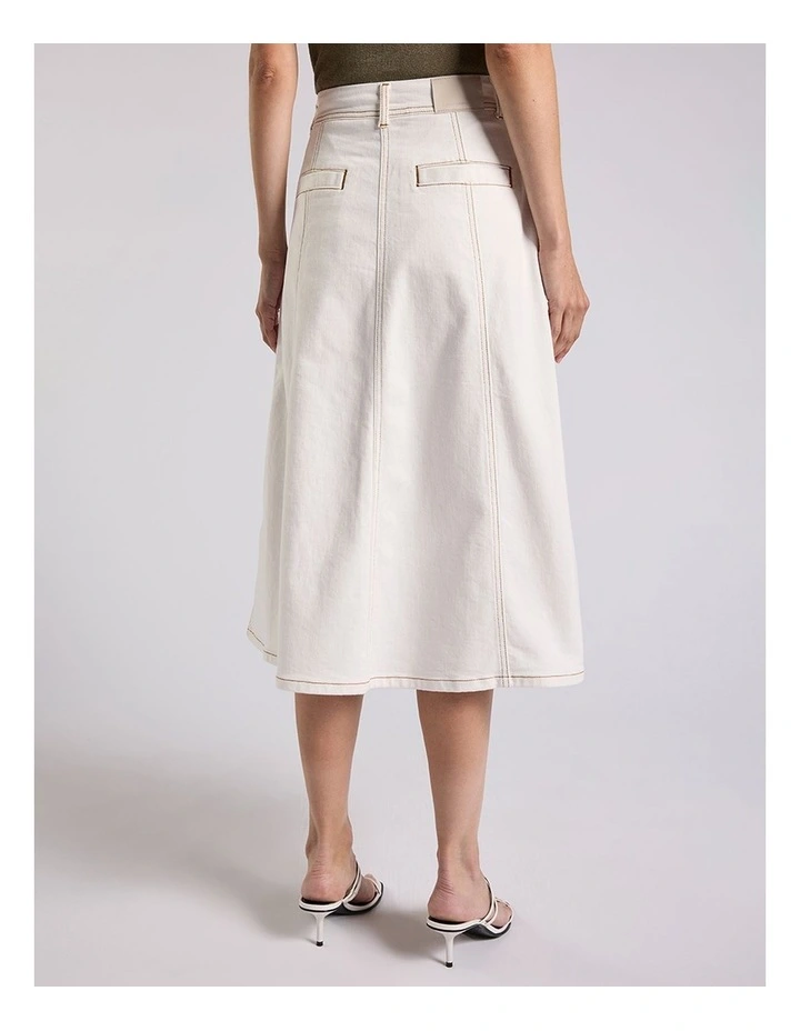 Zola Denim Midi Skirt in White image 3