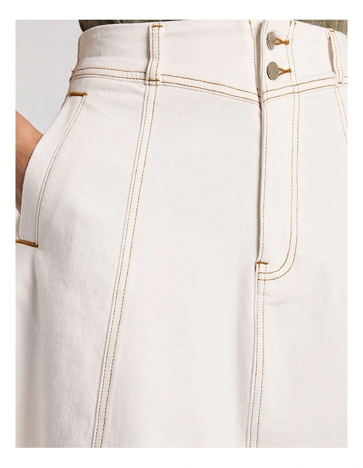 Zola Denim Midi Skirt in White image 4