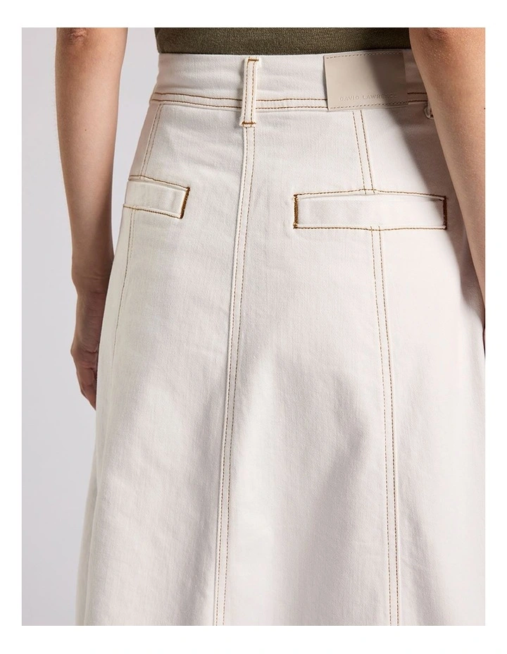 Zola Denim Midi Skirt in White image 5