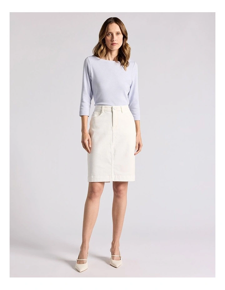 Marnie Denim Skirt in White image 1