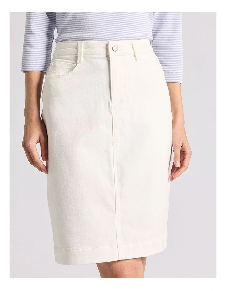 Marnie Denim Skirt in White image 4
