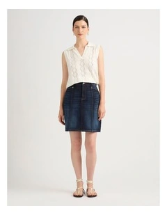 Harper Denim Mini Skirt in Dark Antique