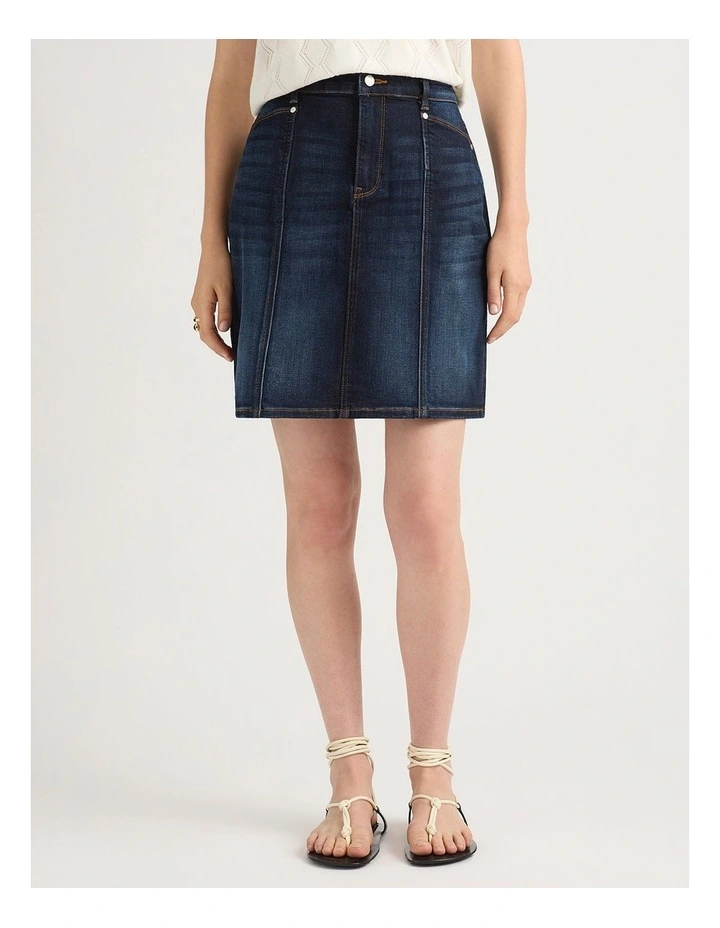 Harper Denim Mini Skirt in Dark Antique image 2