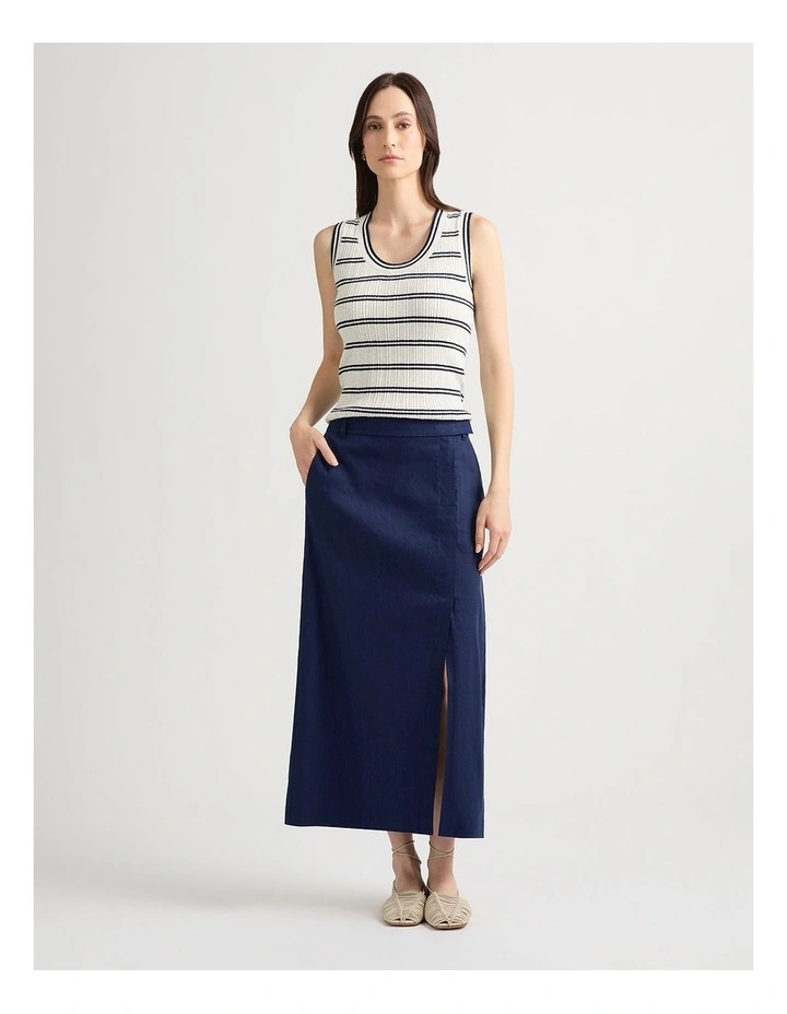 Janis Linen Blend Column Skirt in Pacific image 1