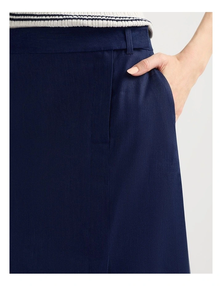 Janis Linen Blend Column Skirt in Pacific image 4