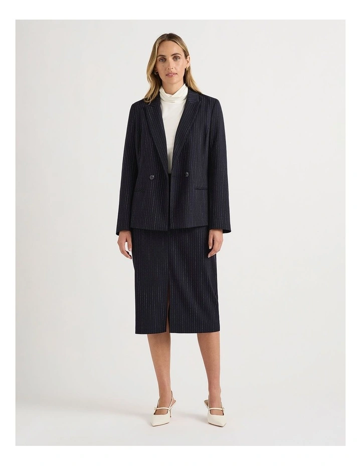 Emeris Pinstripe Pencil Skirt in Caviar Stripe image 1