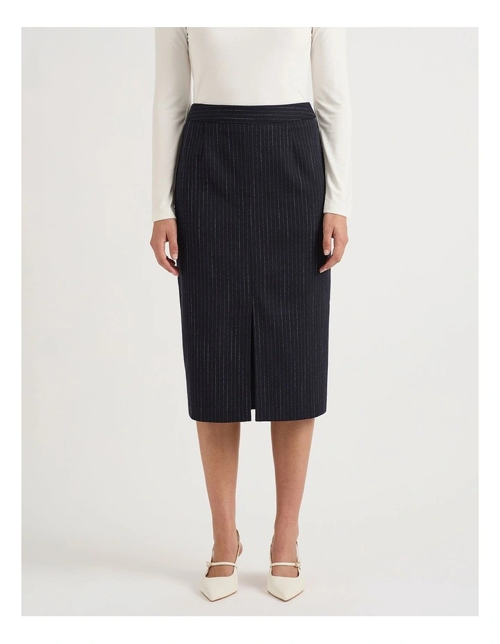 Emeris Pinstripe Pencil Skirt in Caviar Stripe image 2
