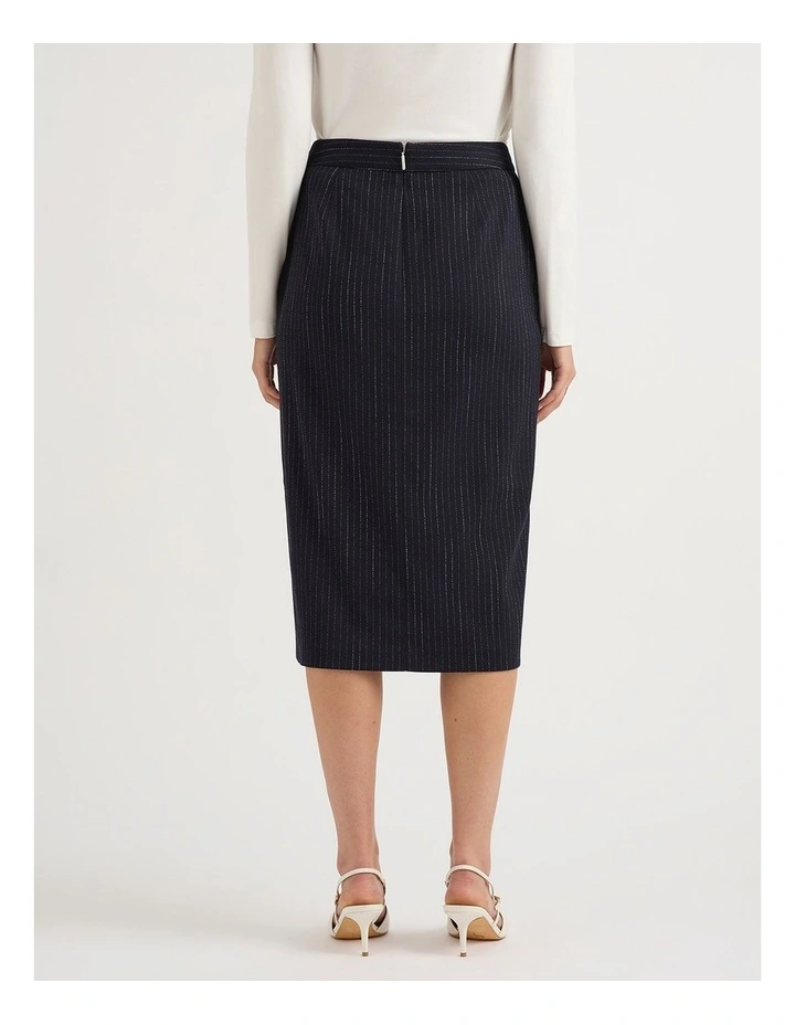 Emeris Pinstripe Pencil Skirt in Caviar Stripe image 3