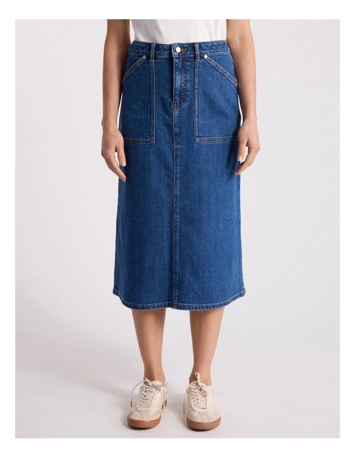 Marion Denim Skirt in Mid Blue image 2