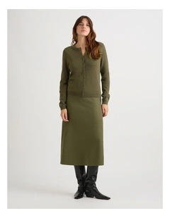 Maven Knit Midi Skirt in Olive