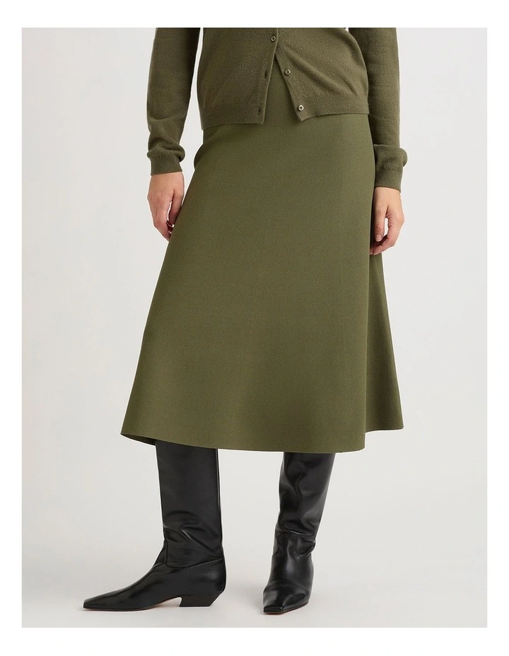 Maven Knit Midi Skirt in Olive image 2