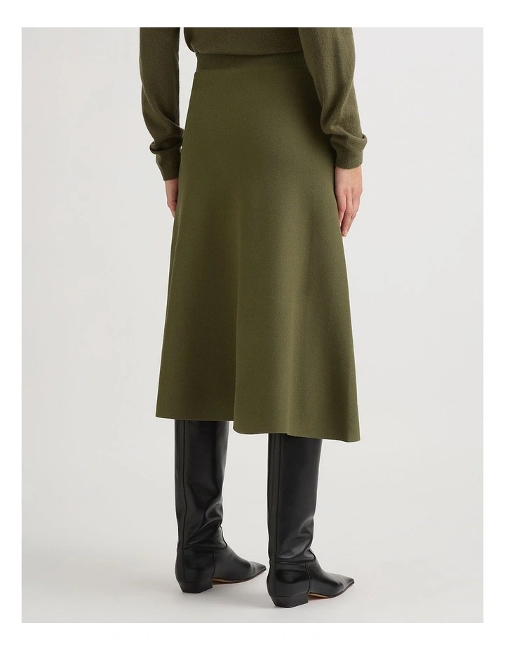 Maven Knit Midi Skirt in Olive image 3