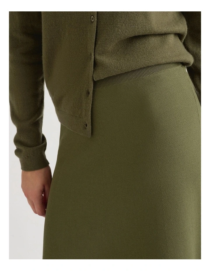 Maven Knit Midi Skirt in Olive image 4