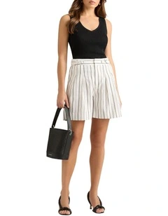 Karolina Linen Short in Black Stripe