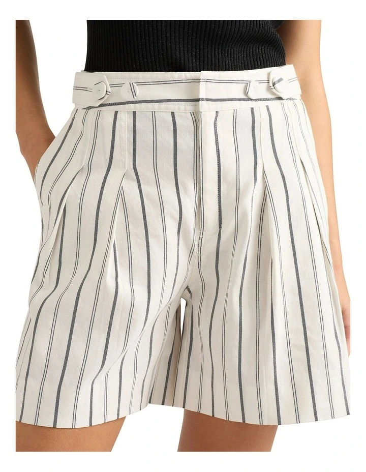 Karolina Linen Short in Black Stripe image 4