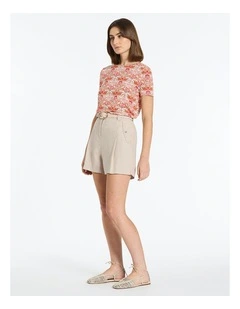 Emilio Relaxed Linen Short in Pannacotta Slub