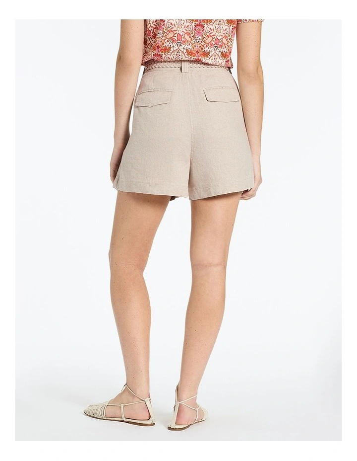 Emilio Relaxed Linen Short in Pannacotta Slub image 3