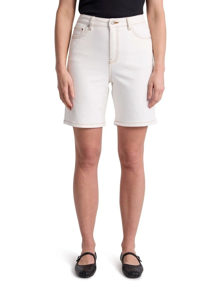 Thea Denim Short in White image 2