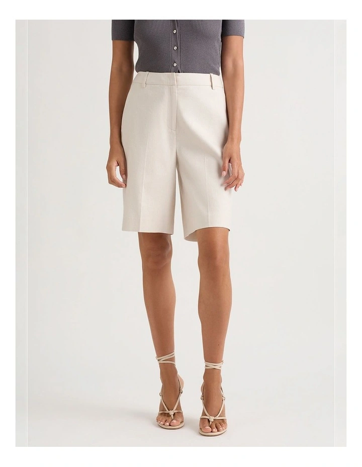 Darcey Linen Blend Short in Neutral image 2