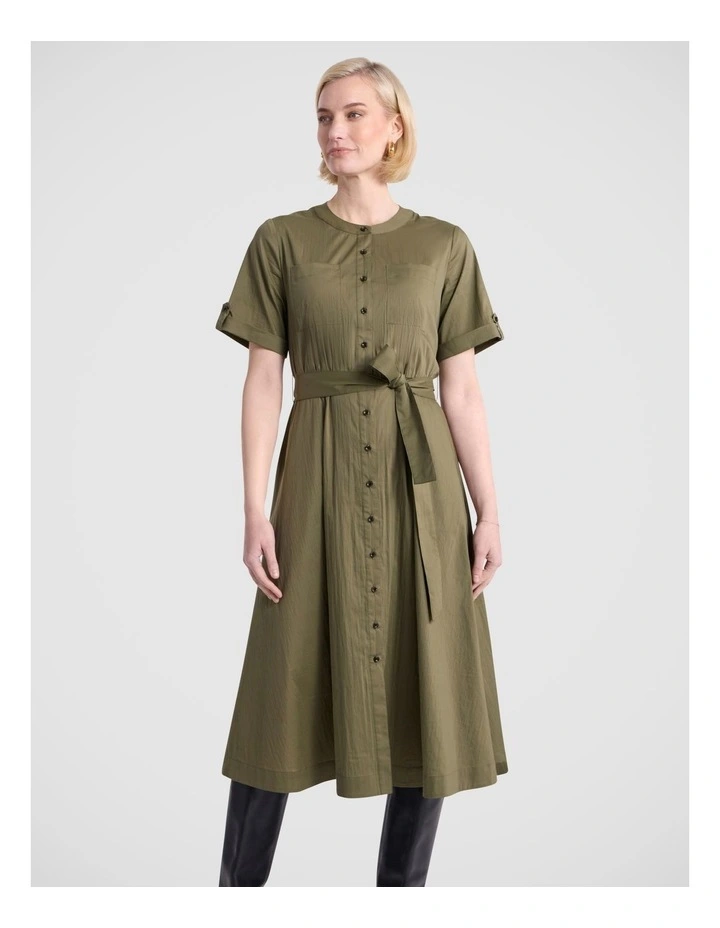 Ana Cotton Blend Shirt Dress in Fern image 2