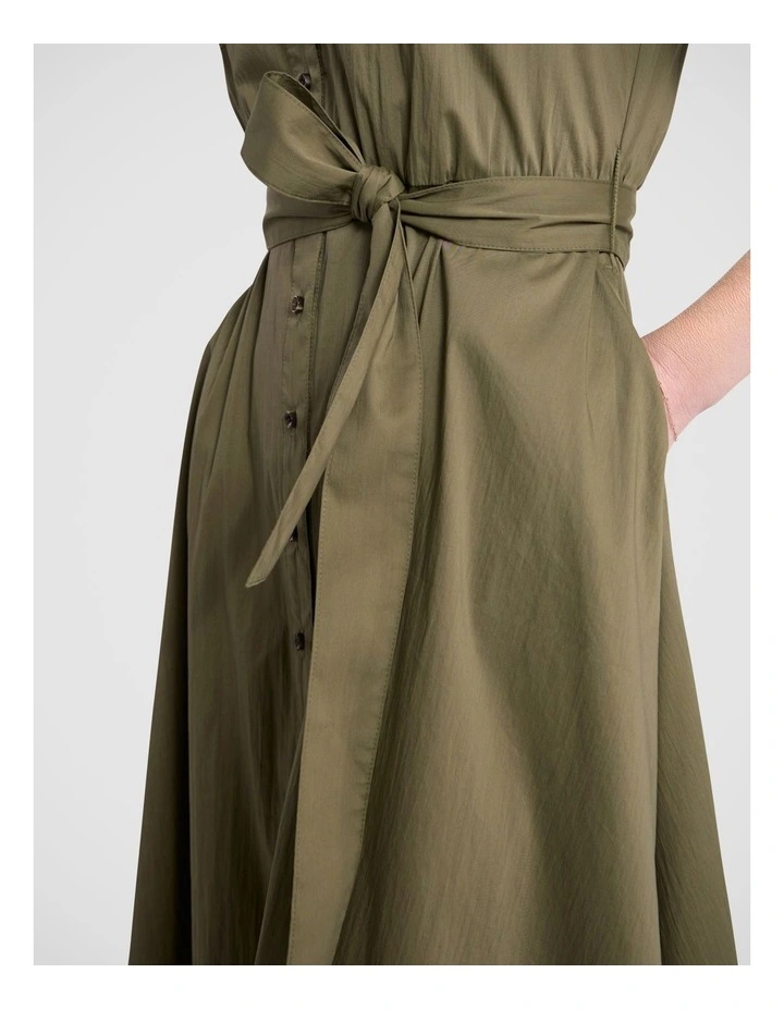 Ana Cotton Blend Shirt Dress in Fern image 3