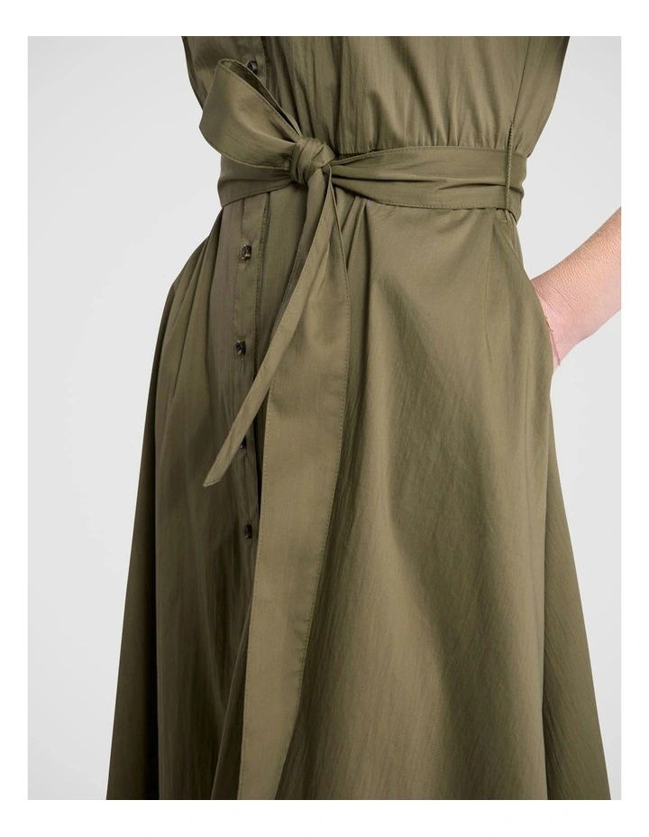Ana Cotton Blend Shirt Dress in Fern image 4