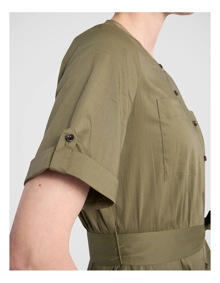 Ana Cotton Blend Shirt Dress in Fern image 4