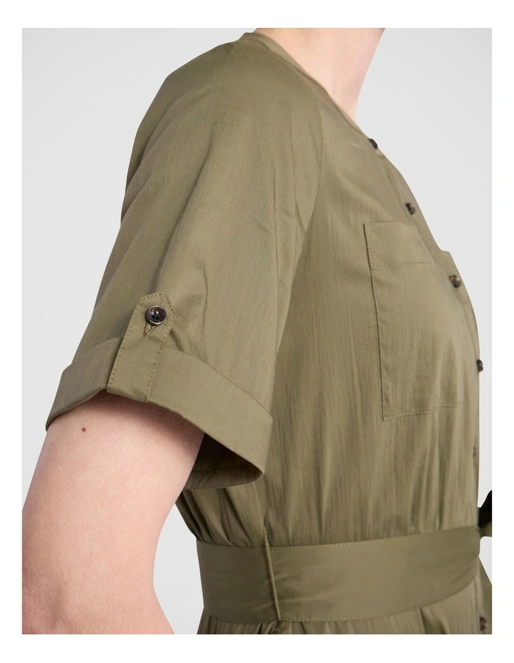 Ana Cotton Blend Shirt Dress in Fern image 5