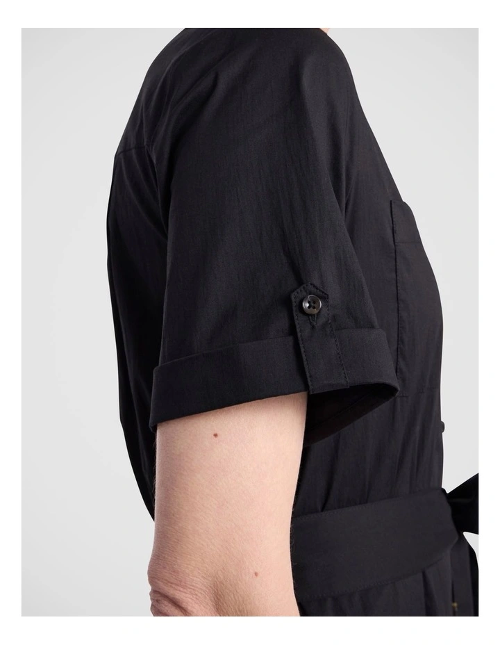 Ana Cotton Blend Shirt Dress in Black image 4