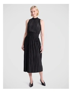 Tauri Pleat Jersey Dress in Black