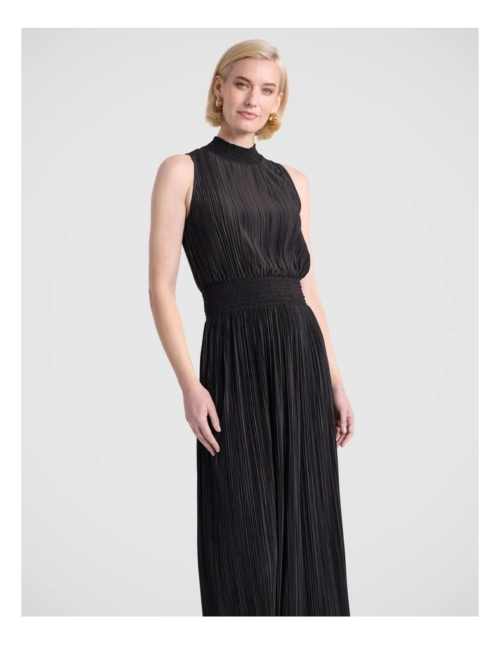 Tauri Pleat Jersey Dress in Black image 2