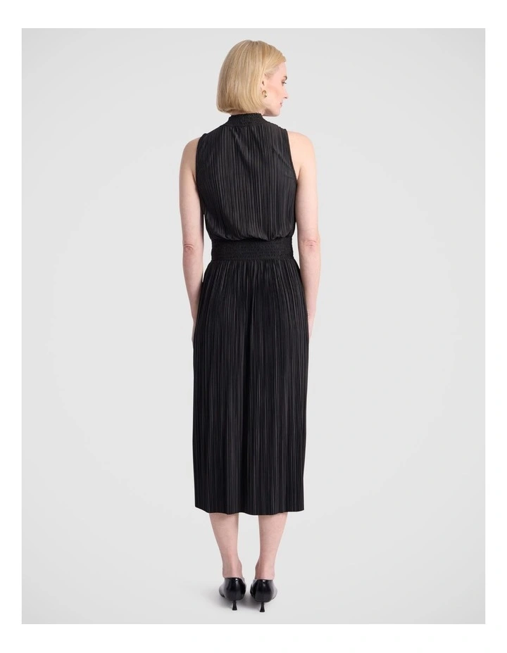 Tauri Pleat Jersey Dress in Black image 5