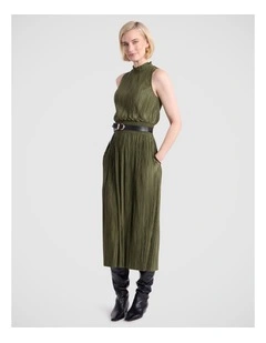 Tauri Pleat Jersey Dress in Fern